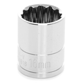 Performance Tool Chrome Socket, 3/8" Drive, 16mm, 12 Point, Shallow W38816